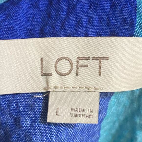 LOFT Blue Plaid Seersucker Midi Dress Size L - Picture 7 of 9